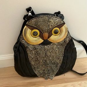 Faux Leather Owl Backpack